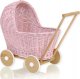 Wiklinowy wózek dla lalek pchacz - różowy 1