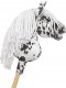 Hobby Horse Mały koń na kiju Premium - tarantowaty biało-czarny z białą grzywą A4 1