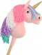LeanToys Jednorożec na kiju mały różowy z kolorową grzywą i złotym rogiem 1