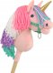 LeanToys Jednorożec na kiju mały różowy z kolorową grzywą i złotym rogiem 3