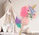 LeanToys Jednorożec na kiju mały różowy z kolorową grzywą i złotym rogiem 7