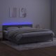 Łóżko Kontynentalne Z Materacem I Led, Szare 200X200Cm, Aksamit 3