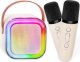 PRZENOŚNY ZESTAW KARAOKE GŁOŚNIK BLUETOOTH RGB DWA MIKROFONY USB MINI JACK 3