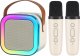PRZENOŚNY ZESTAW KARAOKE GŁOŚNIK BLUETOOTH RGB DWA MIKROFONY USB MINI JACK 4