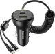 Baseus Okrągła plastikowa ładowarka samochodowa (U+C) + kabel C&L 60W Czarny 4