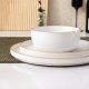 Serwis obiadowy porcelanowy MG Home Artena 28 elementów zestaw talerzy misek kubków dla 6 osób biały nakrapiany 3