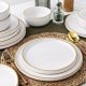 Serwis obiadowy porcelanowy MG Home Artena 28 elementów zestaw talerzy misek kubków dla 6 osób biały nakrapiany 6
