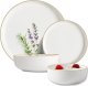 Serwis obiadowy porcelanowy MG Home Artena 22 elementy zestaw talerzy misek dla 6 osób biały nakrapiany 1