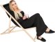 Leżak ogrodowy, drewniany z 3-stopniową regulacją, plażowy, balkonowy, czarny UNIWERSALNY 8