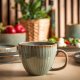 Filiżanka porcelanowa duża 450 ml Altom Sage kubek do kawy herbaty szałwiowa retro 1
