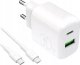 Ładowarka sieciowa Puro PROLITE 30W USB-A / USB-C + kabel USB-C - USB-C 1.2m - biała 1