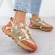 Skórzane sneakersy damskie beżowo pomarańczowe Goe RR2N4064 38 2