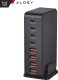 Ładowarka sieciowa 8w1 Ultra Szybka 240W GaN3 4x USB-C 4x USB Alogy Fast Charger Czarna 13