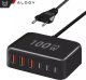 Ładowarka sieciowa 6w1 Super Szybkie Ładowanie 100W GaN 3x USB 3x USB-C Alogy Super Quick Charger Czarna 16