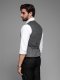 Elegancka kamizelka męska w kratkę z klapami  czarna V3 OM-BLZV-0110 XXL 5