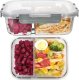 Pojemniki szklane z przegrodą dwukomorowe GierekHoff Split zestaw 3 pojemników 570/980/1360 ml lunchbox hermetyczne GH 1105 7