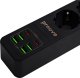 Proove Power Strip 2m 3000W Power Socket P-03 (3xAC + 4xUSB + 2xType-C) black 2
