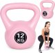 Kettlebell kettle 12 kg do ćwiczeń hantla kula odważnik obciążenie ciężar fitness różowy ModernHome 1
