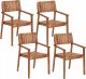 Beliani Krzesło ogrodowe Zestaw 4 Drewno Jasne drewno AGELLO 1
