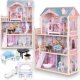 Drewniany domek dla lalek 3 piętra 123cm + mebelki 24