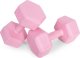 Hantle sześciokątne zestaw 2x4 kg ciężarki do ćwiczeń obciążniki fitness różowe ModernHome 3