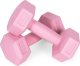 Hantle sześciokątne zestaw 2x1 kg ciężarki do ćwiczeń obciążniki fitness różowe ModernHome 4