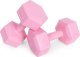 Hantle sześciokątne zestaw 2x5 kg ciężarki do ćwiczeń obciążniki fitness różowe ModernHome 4