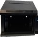 Szafa wisząca RACK 10'', 4U, 300mm, Netrack S-Line, czarna, drzwi szklane 3