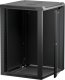 Szafa wisząca RACK 19" 18U, 600mm, Netrack F-Line, czarna, drzwi szklane, otwierane boki 1