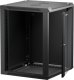 Szafa wisząca RACK 19" 15U, 600mm, Netrack F-Line, czarna, drzwi szklane, otwierane boki 3
