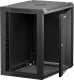 Szafa wisząca RACK 19" 12U, 450mm, Netrack F-Line, czarna, drzwi szklane, otwierane boki 1