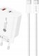 Ładowarka sieciowa A6MaxL 20W USB-A USB-C z kablem USB-C - USB-C 1m - biała 1