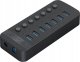 HUB 7-portowy z włącznikiem USB-A 3.0 - czarny 3