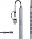 HUB 7-portowy input 2w1: USB-A/USB-C / output: 1x USB-A 3.0 + 6x USB-A 2.0 - szary 2