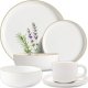 Serwis obiadowy porcelanowy MG Home Artena 30 elementów zestaw talerzy filiżanek misek dla 6 osób nakrapiany 1
