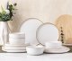 Serwis obiadowy porcelanowy MG Home Artena 30 elementów zestaw talerzy filiżanek misek dla 6 osób nakrapiany 5