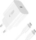 TECH-PROTECT NC20W 1-PORT NETWORK CHARGER PD20W + TYPE-C CABLE WHITE 2