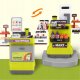 Supermarket Stoisko Stragan Sklep Kasa Fiskalna Dla Dzieci Skaner Produkty 5