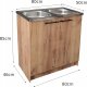 Szafka kuchenna + zlew 80 x50 Dąb złoty 2 komory bateria syfon mocowania 3