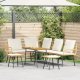 vidaXL Zestaw 3 Naturalny Rattan, Metal Kompaktowy Trwały Zestaw Sof 4