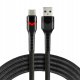 Kabel pleciony USB -> USB-C 1m 3A RGB LED czarny 1