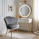 Krzesło Tapicerowane Welurowe Do Toaletki Sypialni Glamour VIOLA Szare 2