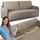 Sofa Kanapa Rozkładana z Funkcją Spania Wersalka Dwuosobowa Beżowa LUMO 1