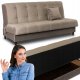 Wersalka Sofa Kanapa Rozkładana z Funkcją Spania Dwuosobowa Beżowa LIMA 1
