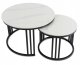 Stolik Kawowy Okrągły Zestaw 2w1 Ława Do Salonu Biały Połysk Marmur JERRY 3