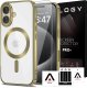 Etui Case MagSafe Case do iPhone 16 Plus Glamour Luxury obudowa Slim Ring Alogy złote przezroczyste + szkło hartowane 1