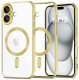 Etui Case MagSafe Case do iPhone 16 Plus Glamour Luxury obudowa Slim Ring Alogy złote przezroczyste + szkło hartowane 13