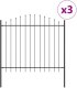 vidaXL Panel ogrodzeniowy z łukiem na szpikulcu Zestaw 3 Szary 2