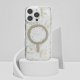 Etui Guess Resin Flowers Glitter MagSafe do Apple iPhone 16 Pro beżowy 11