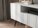 Meble Lindner Komoda RTV Glamour Nowoczesna Szafka RTV Biały Mat Ryflowane fronty Czarne Nogi Metalowe Loft 300 cm 4